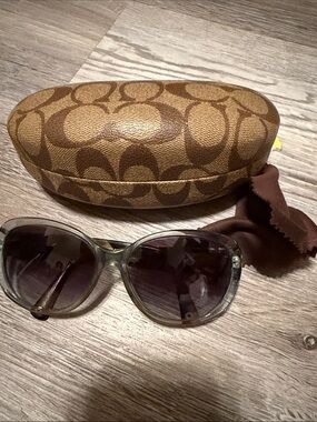 Coach Translucent Gray Frame Sunglasses with Signature Brown Coach Case